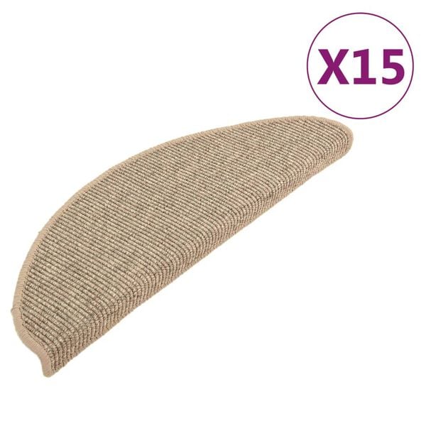 vidaXL trappemåtter 15 stk. 65x21x4 cm mørkebeige halvrund store