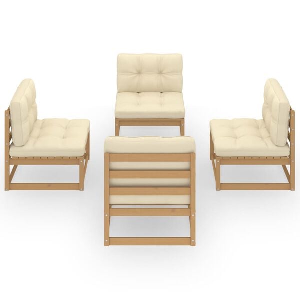 vidaXL loungesæt til haven 4 dele med hynder massivt fyrretræ