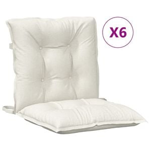 vidaXL stolehynder med lav ryg 6 stk. 100x50x7 cm stof cremefarvet