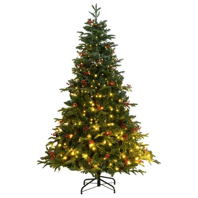 vidaXL kunstigt juletræ med 300 LED-lys 180 cm hængslet