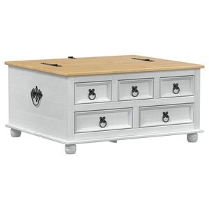 vidaXL storage box med skuffe Hvid 90 x 78 x 45 cm Massiv fyrretr&aelig;