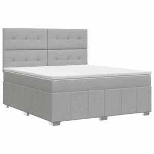 vidaXL Boxmadras med topmadras Lysegr&aring; 160 x 200 cm Stof