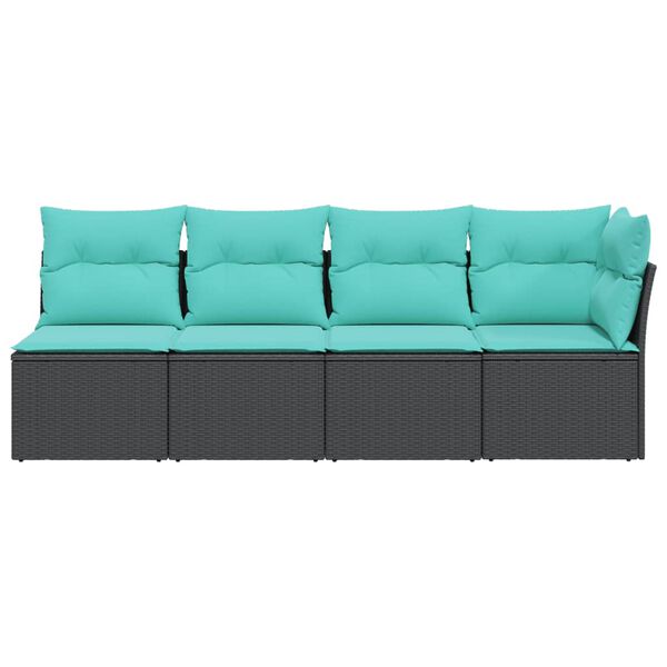 vidaXL 4-personers havesofa med hynder polyrattan sort
