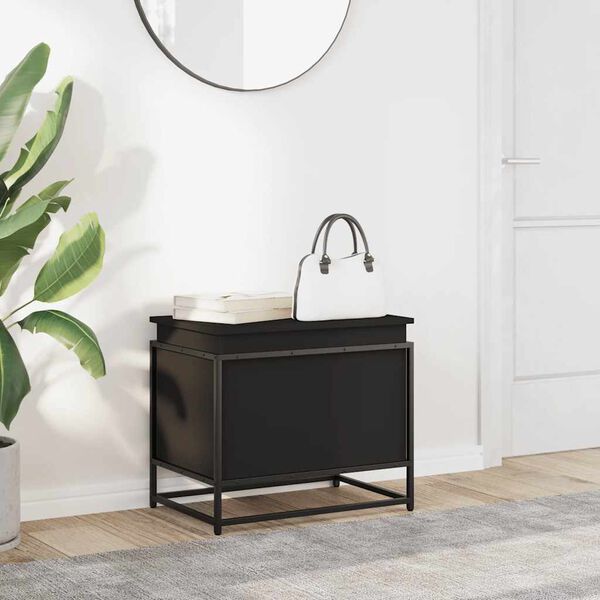 vidaXL opbevaringsboks med l&aring;g 60x40x51,5 cm konstrueret tr&aelig; sort