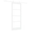 vidaXL Skyded&oslash;r Hvid 83 x 202 cm Massivt fyrretr&aelig; og glas