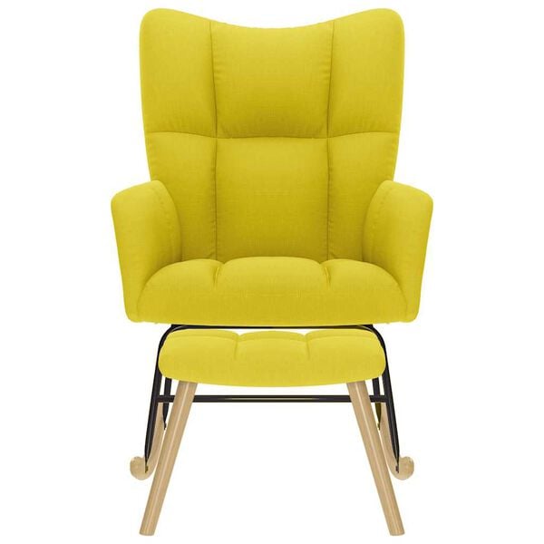 vidaXL gyngestol med fodskammel stof lysegul