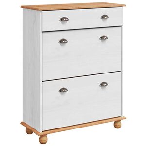 vidaXL Sko skab med skuffe ASKIM Hvid 85 x 35 x 108 cm Massiv fyrretr&aelig;