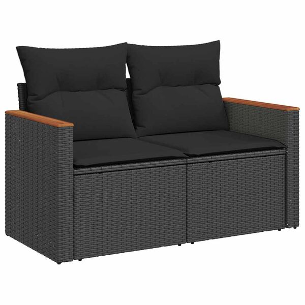 vidaXL sofas&aelig;t til haven 4 dele med hynder polyrattan sort