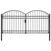 vidaXL hegnslåge med dobbeltdør og buet top stål 300 x 150 cm sort