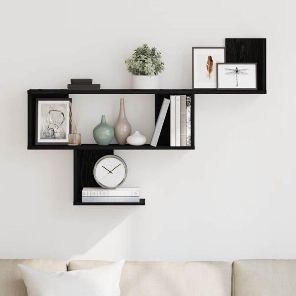 vidaXL væghylde 100x15x70 cm konstrueret træ sort egetræsfarve