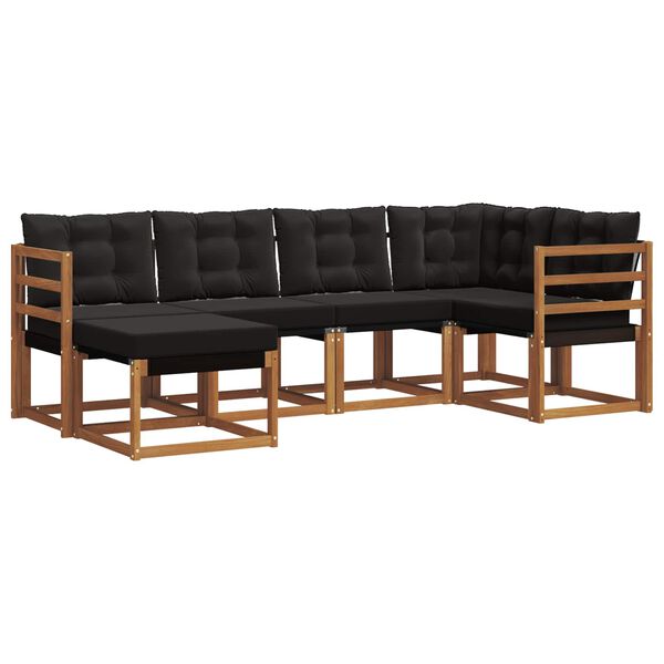 vidaXL Udend&oslash;rs sofagruppe med pude 6 pcs Naturlig og sort