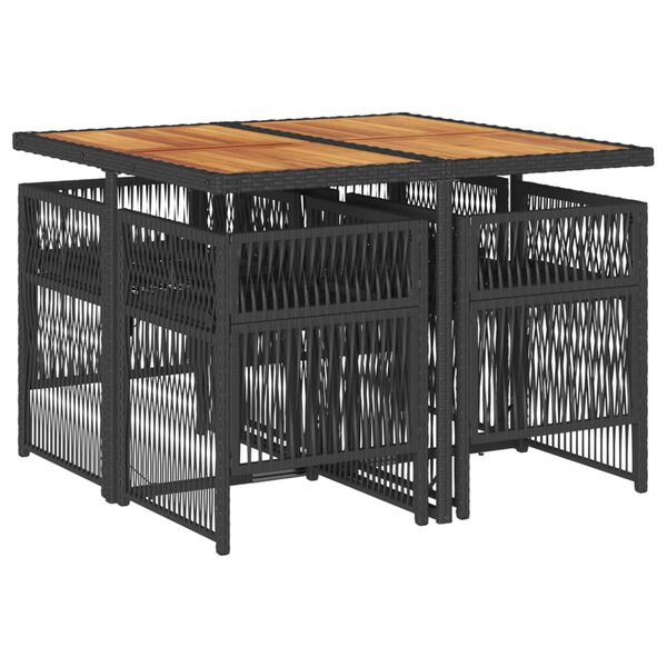 vidaXL spisebordss&aelig;t til haven 5 dele med hynder polyrattan sort