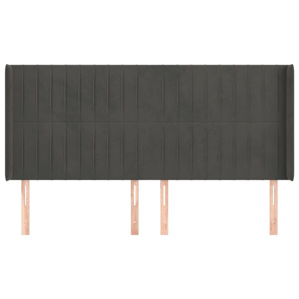 vidaXL sengegavl med kanter 203x16x118/128 cm fl&oslash;jl m&oslash;rkegr&aring;