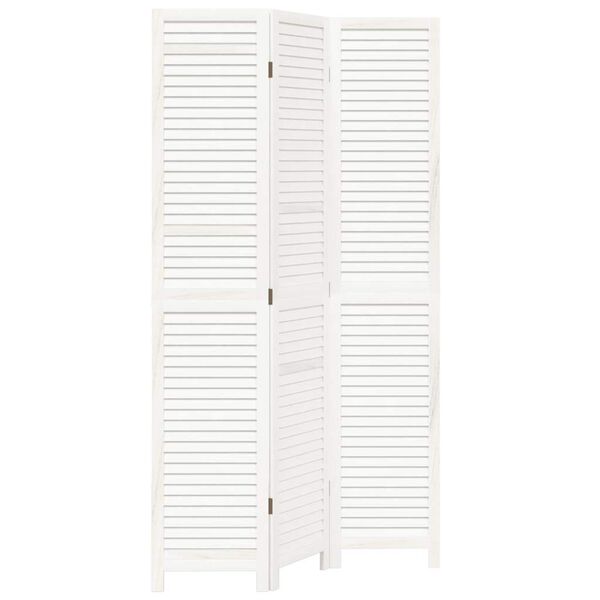 vidaXL rumdeler 3 paneler massivt kejsertræ hvid