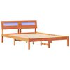 vidaXL Sengestel med hovedg&aelig;rde Voks brun 135 x 190 cm Massiv fyrretr&aelig;