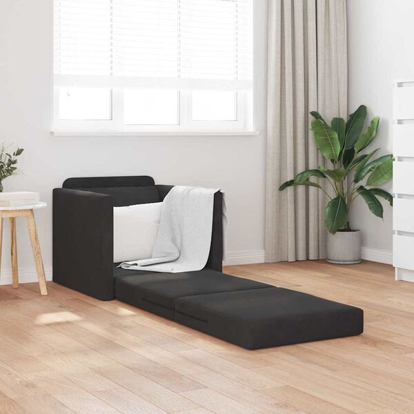 vidaXL Sovesofa Sort 74 x 77 x 81 cm Fløjl