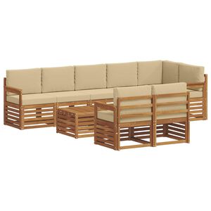 vidaXL Sofas&aelig;t med pude 9 pcs Naturlig og Beige Massivt Akacietr&aelig;
