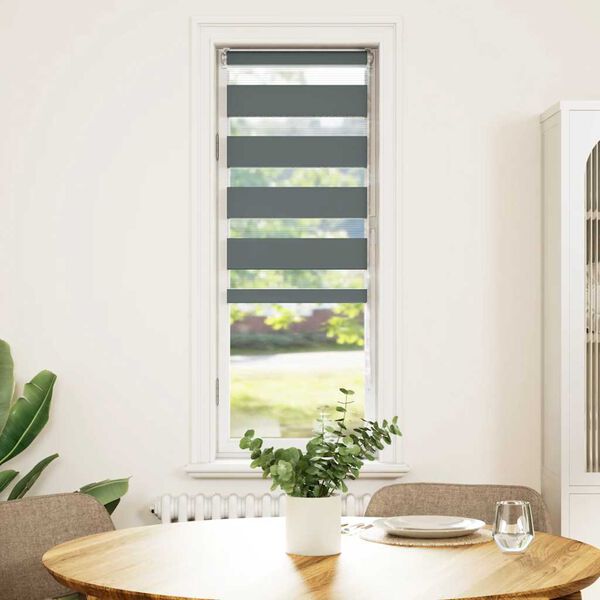 vidaXL zebragardin m&oslash;rkegr&aring; 40x150 cm stofbredde 35,9 cm polyester