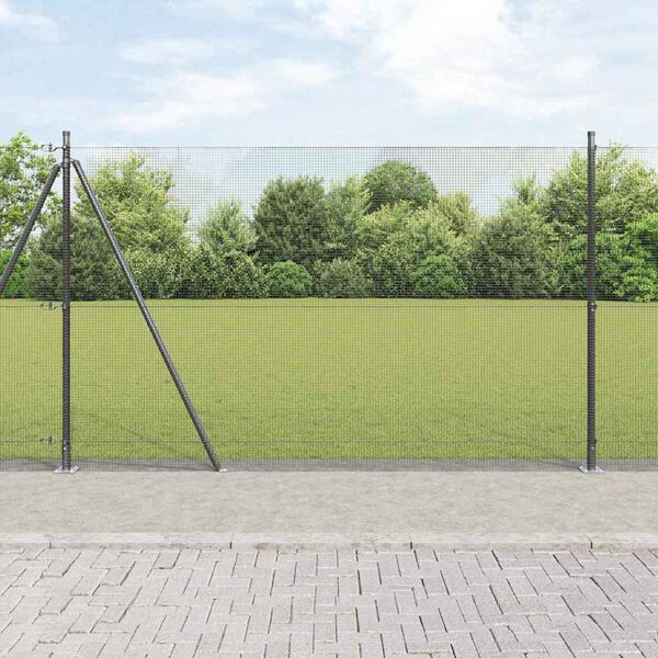 vidaXL Hegnspæl Grå 25 x 1,6 m (12 x 12 mm net) Stål og PVC