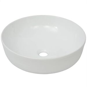 vidaXL h&aring;ndvask rund keramik 41,5 x 13,5 cm hvid