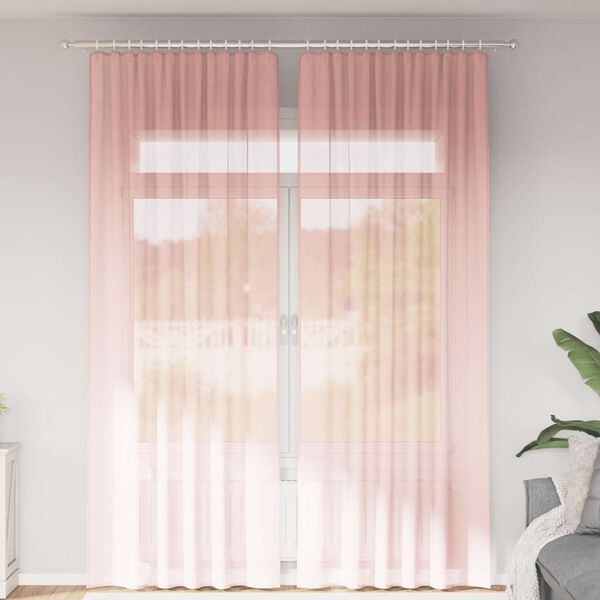 vidaXL voile-gardiner med løkker 2 stk. 140x260 cm lyserød