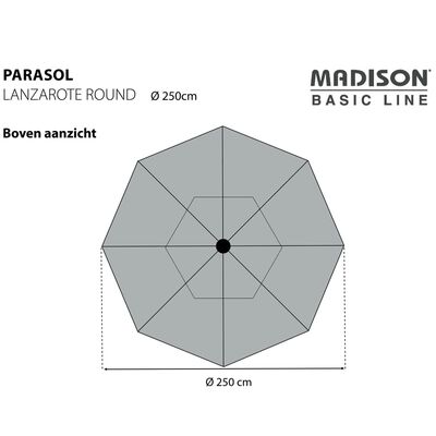 Madison parasol Lanzarote 250 cm rund gråbrun