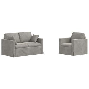 vidaXL Sofa S&aelig;t 2 stk. Lysegr&aring; Fl&oslash;jl
