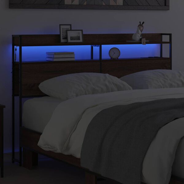 vidaXL Opbevaringshovedgavl med hylde Brun eg 120 cm Konstrueret tr&aelig;