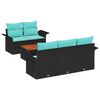 vidaXL Havesofa S&aelig;t 6 stk. 5-Antal s&aelig;der Sort og turkis polyrattan