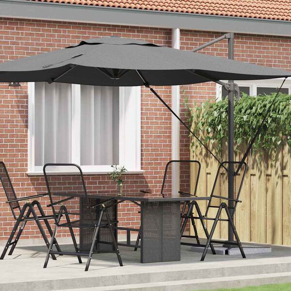 vidaXL Roma Parasol Antracit 286 x 285 x 265 cm Polyester og Aluminium