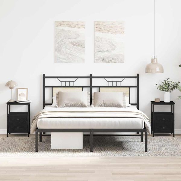 vidaXL sengeborde 2 stk. sort eg 34x35,5x50 cm konstrueret træ