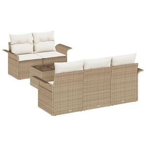 vidaXL Sofa S&aelig;t med pude 6 pcs Beige polyrattan