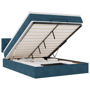 vidaXL osmannisk sengeramme med madras 140x190 cm fl&oslash;jl m&oslash;rkebl&aring;