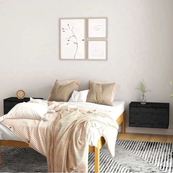 vidaXL v&aelig;gskabe 2 stk. 60x30x35 cm massivt fyrretr&aelig; sort