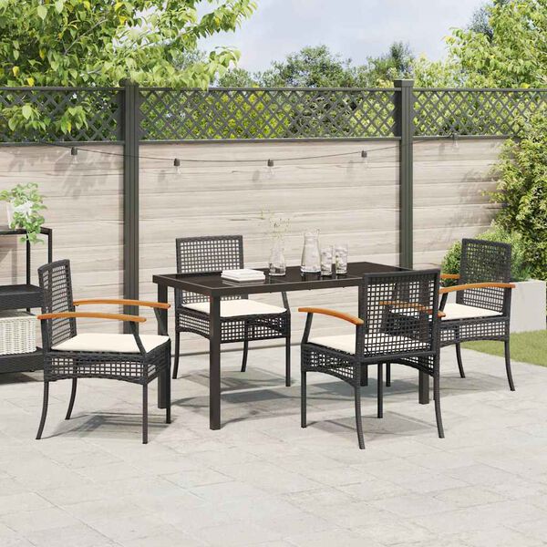 vidaXL Have Spisebordss&aelig;t 5 pcs Sort polyrattan