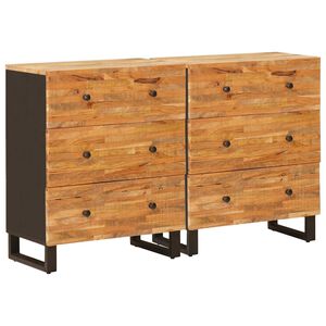vidaXL Sideboard 2 pcs Brun 60 x 33 x 75 cm Massivt mangotr&aelig;
