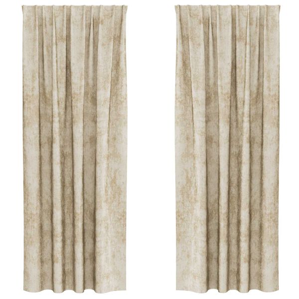 vidaXL Velour Gardiner med gardiner 2 pcs Creme 225 x 140 cm Fl&oslash;jl