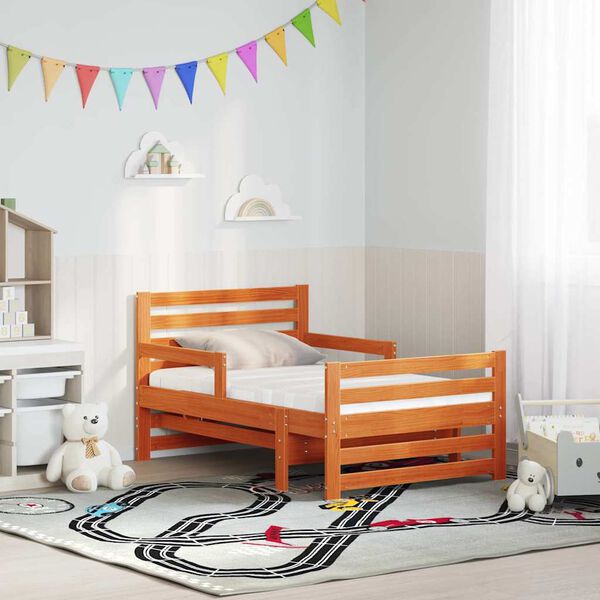 vidaXL Sengestel med madras Brun 80 x 200 cm Massiv fyrretr&aelig;