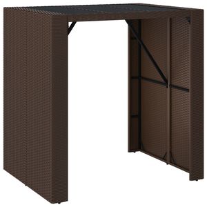 vidaXL barbord med glasplade 105x80x110 cm polyrattan brun