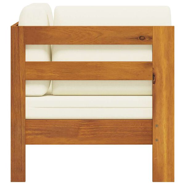 vidaXL hj&oslash;rnedel til sofa m. cremefarvede hynder massivt akacietr&aelig;