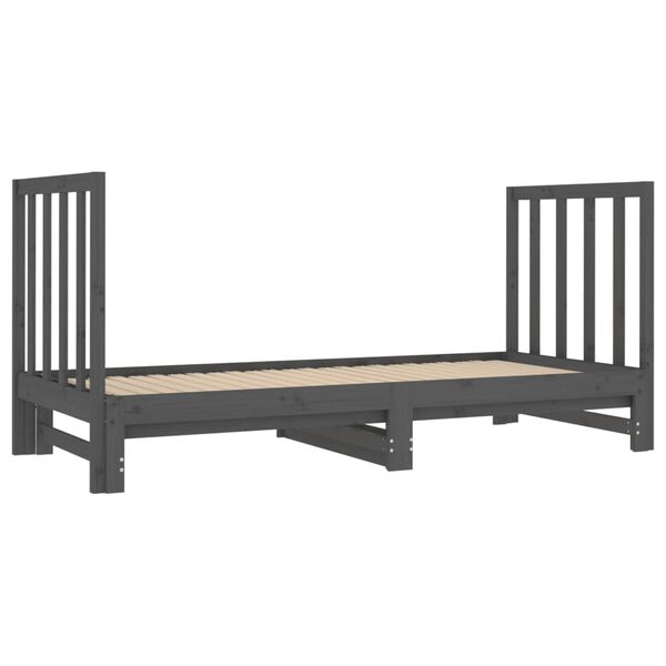 vidaXL daybed med udtr&aelig;k 2x(90x190) cm massivt fyrretr&aelig; gr&aring;
