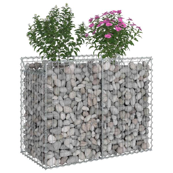 vidaXL Gabion h&oslash;jbed S&oslash;lv 100 x 50 x 80 cm Galvaniseret st&aring;l