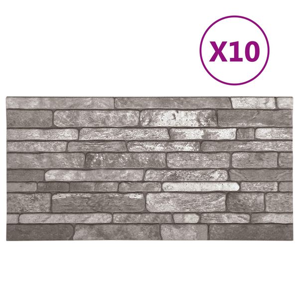 vidaXL V&aelig;gpaneler 10 pcs M&oslash;rkegr&aring; 100 x 50 cm EPS Skum