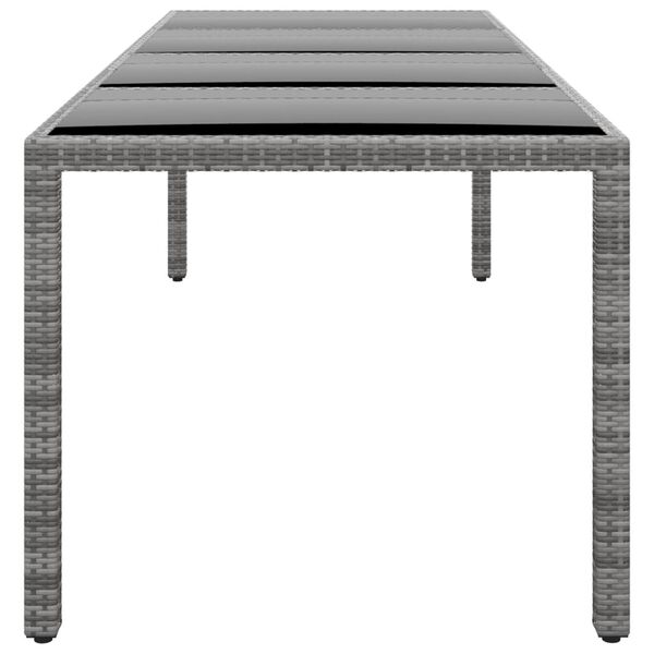 vidaXL havebord 250x100x75 cm hærdet glas og polyrattan grå