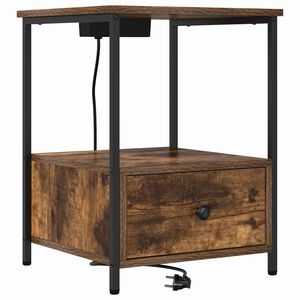 vidaXL Natskab med skuffe R&oslash;get eg 42 x 41 x 56 cm Konstrueret tr&aelig;