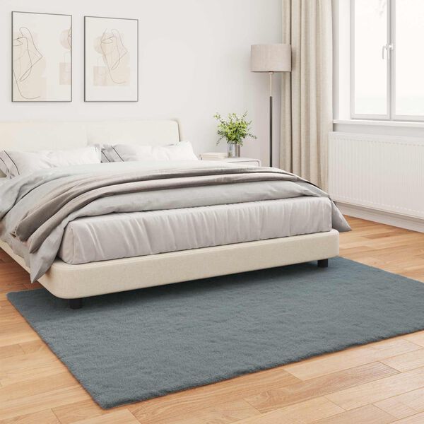 vidaXL Faux Kanin Pels T&aelig;ppe Olite Antracit 160 x 230 cm Polyester