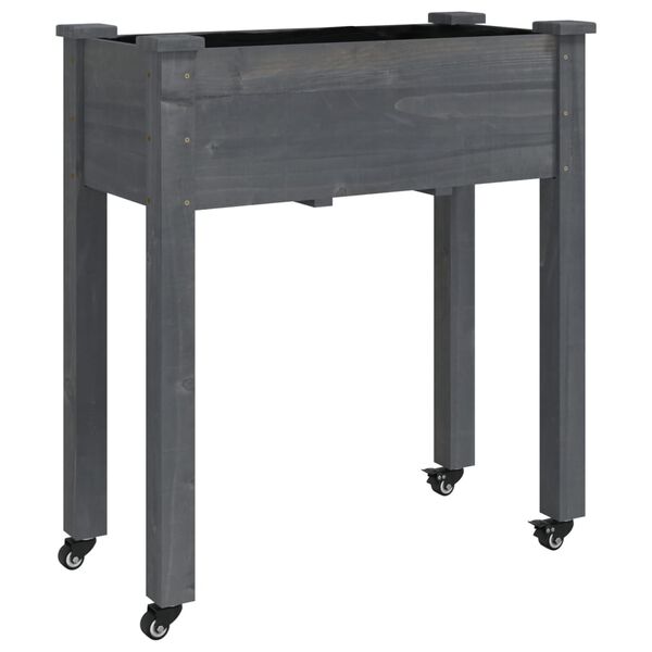 vidaXL plantekasse med foring 71x37x80 cm massivt fyrretr&aelig; gr&aring;