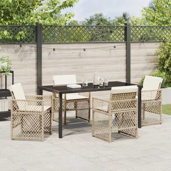 vidaXL Have Spisebordss&aelig;t 5 pcs Beige polyrattan