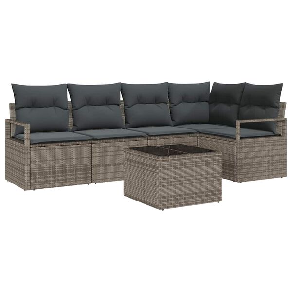 vidaXL Sofa Sæt 6 pcs Grå polyrattan