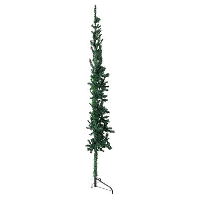 vidaXL kunstigt halvt juletræ med juletræsfod 210 cm smalt grøn
